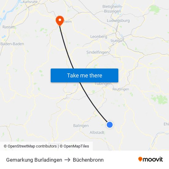 Gemarkung Burladingen to Büchenbronn map