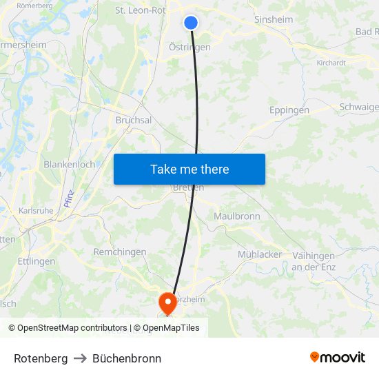 Rotenberg to Büchenbronn map