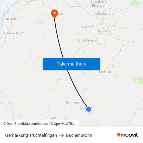 Gemarkung Truchtelfingen to Büchenbronn map