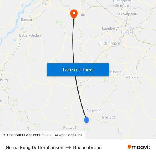 Gemarkung Dotternhausen to Büchenbronn map