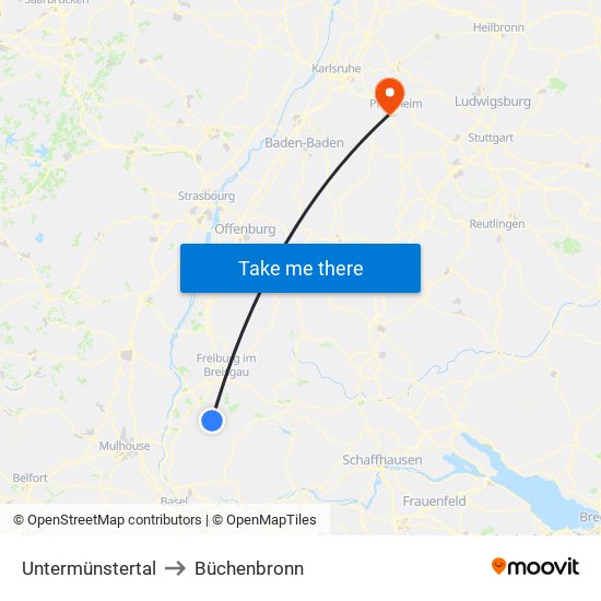 Untermünstertal to Büchenbronn map