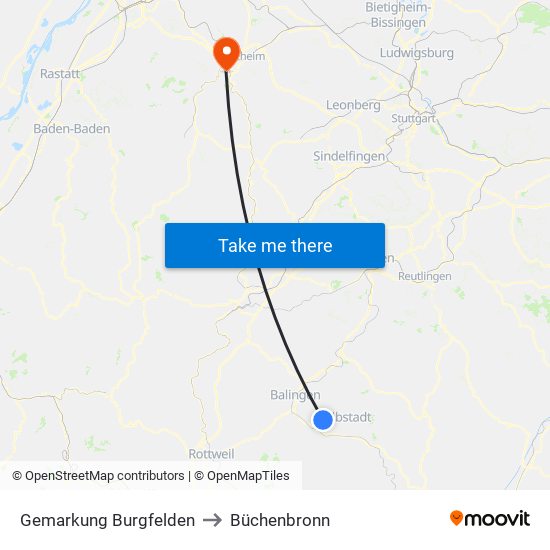 Gemarkung Burgfelden to Büchenbronn map