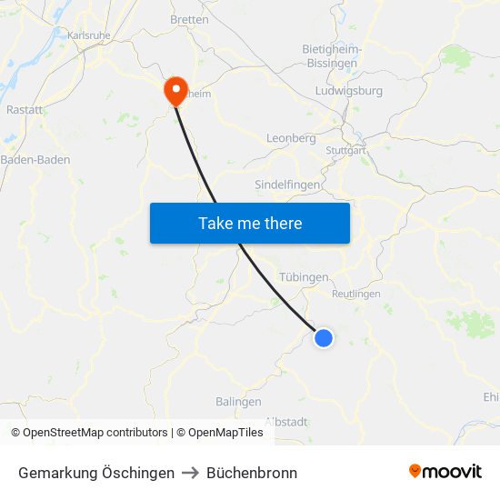 Gemarkung Öschingen to Büchenbronn map