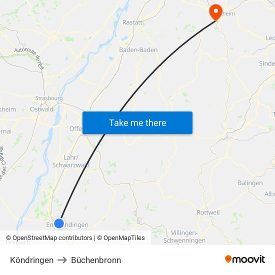 Köndringen to Büchenbronn map