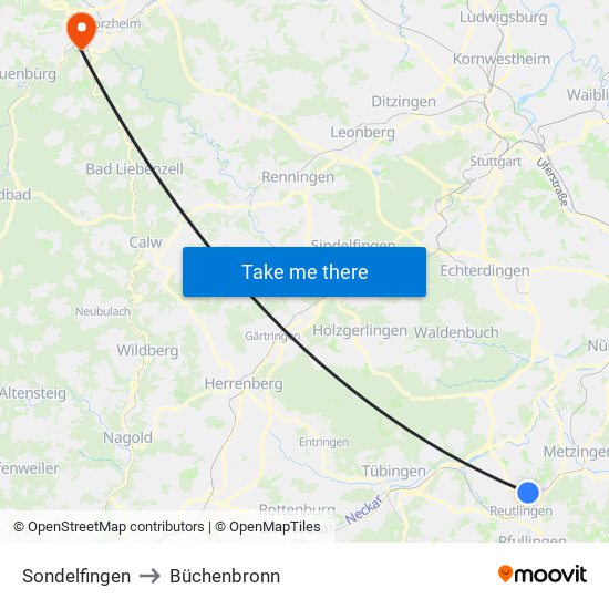 Sondelfingen to Büchenbronn map