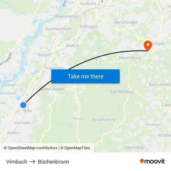 Vimbuch to Büchenbronn map