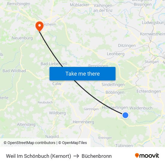 Weil Im Schönbuch (Kernort) to Büchenbronn map