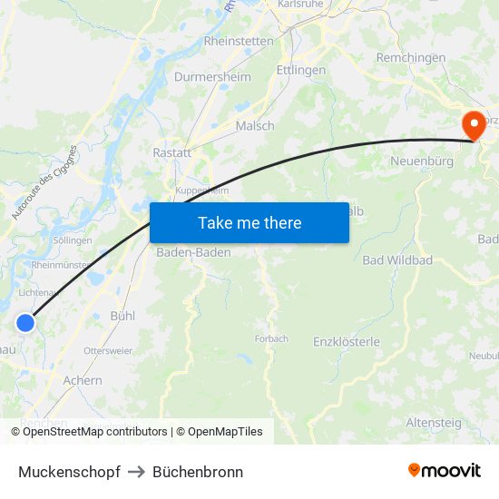 Muckenschopf to Büchenbronn map