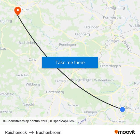 Reicheneck to Büchenbronn map