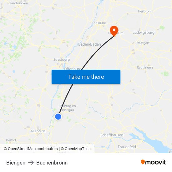 Biengen to Büchenbronn map