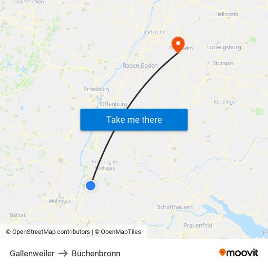 Gallenweiler to Büchenbronn map
