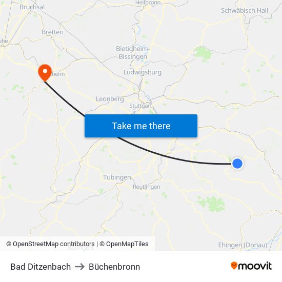 Bad Ditzenbach to Büchenbronn map