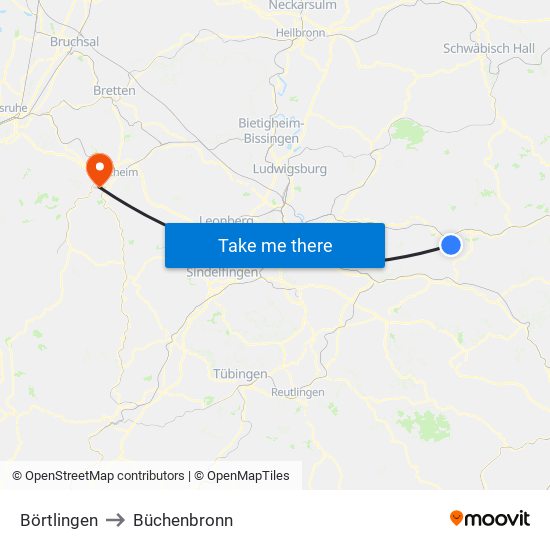 Börtlingen to Büchenbronn map