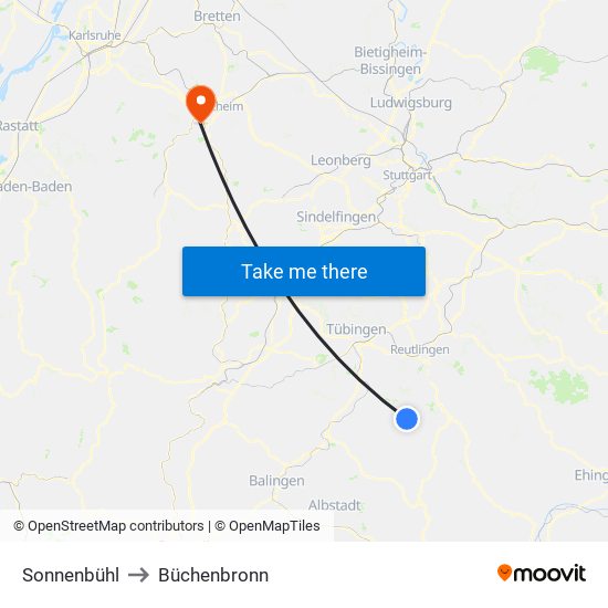 Sonnenbühl to Büchenbronn map