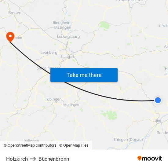 Holzkirch to Büchenbronn map