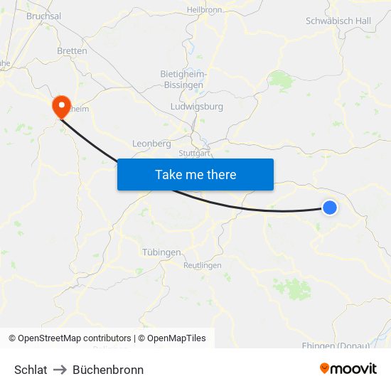 Schlat to Büchenbronn map