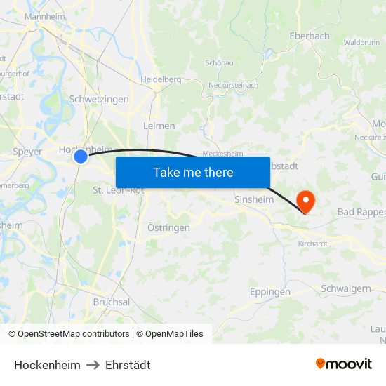 Hockenheim to Ehrstädt map