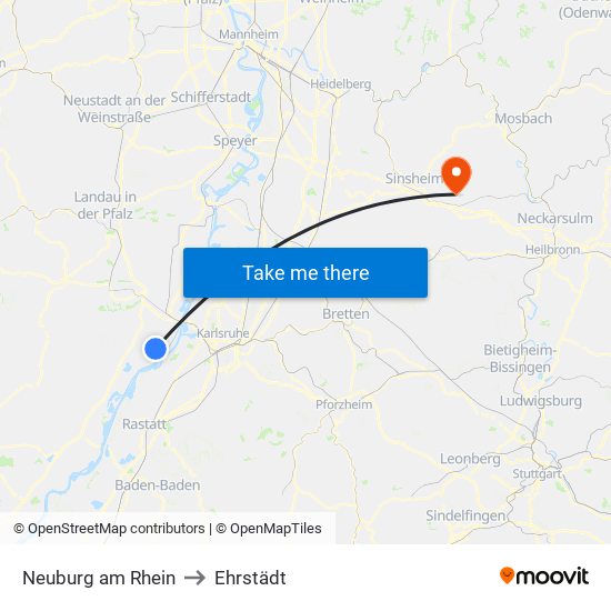 Neuburg am Rhein to Ehrstädt map