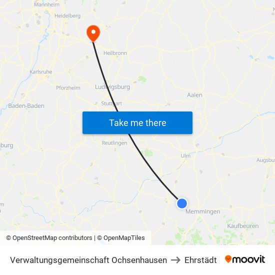 Verwaltungsgemeinschaft Ochsenhausen to Ehrstädt map