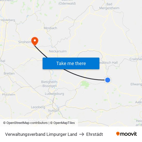 Verwaltungsverband Limpurger Land to Ehrstädt map