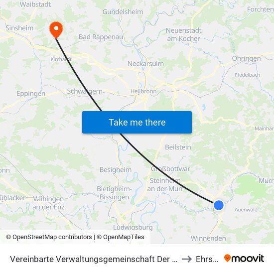 Vereinbarte Verwaltungsgemeinschaft Der Stadt Backnang to Ehrstädt map