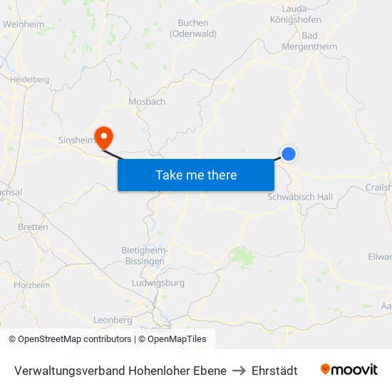 Verwaltungsverband Hohenloher Ebene to Ehrstädt map