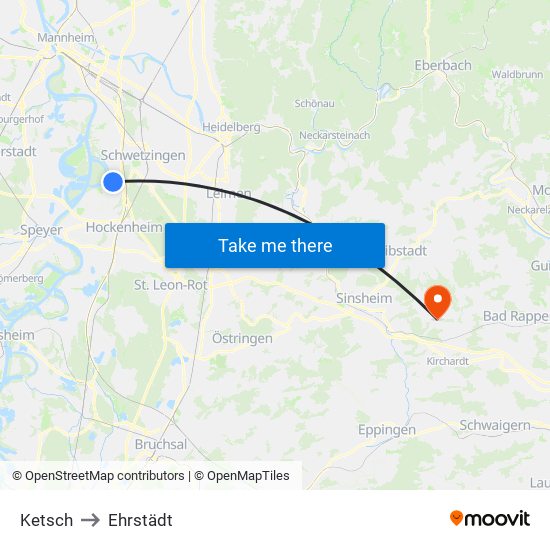Ketsch to Ehrstädt map