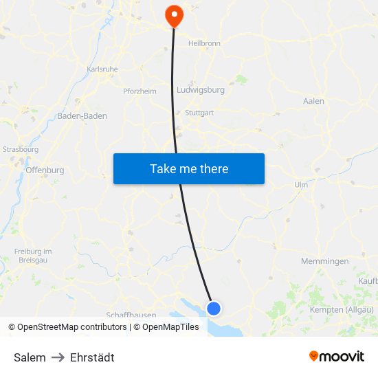 Salem to Ehrstädt map