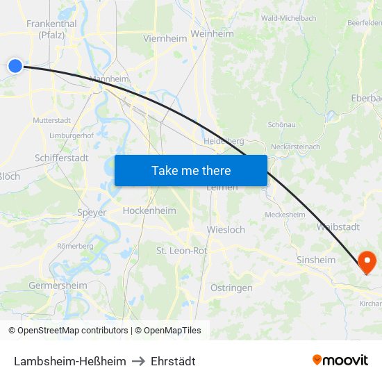 Lambsheim-Heßheim to Ehrstädt map