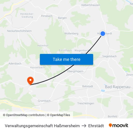 Verwaltungsgemeinschaft Haßmersheim to Ehrstädt map