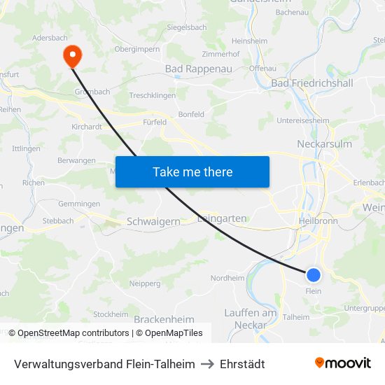 Verwaltungsverband Flein-Talheim to Ehrstädt map