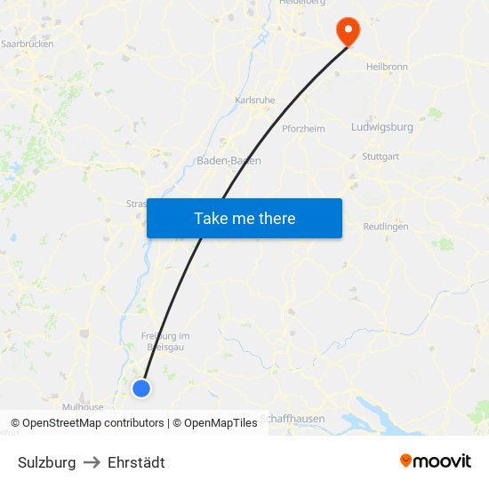 Sulzburg to Ehrstädt map