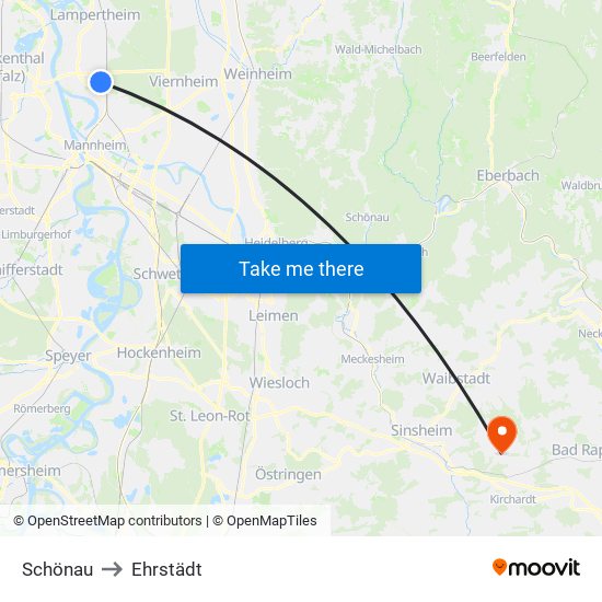 Schönau to Ehrstädt map