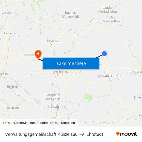 Verwaltungsgemeinschaft Künzelsau to Ehrstädt map