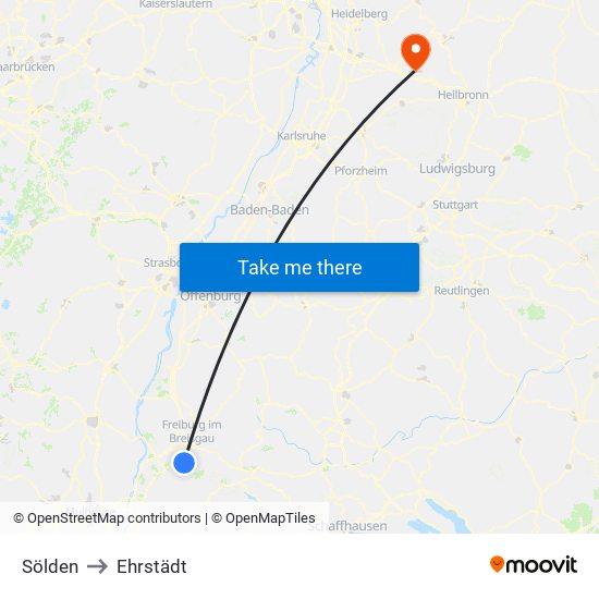 Sölden to Ehrstädt map