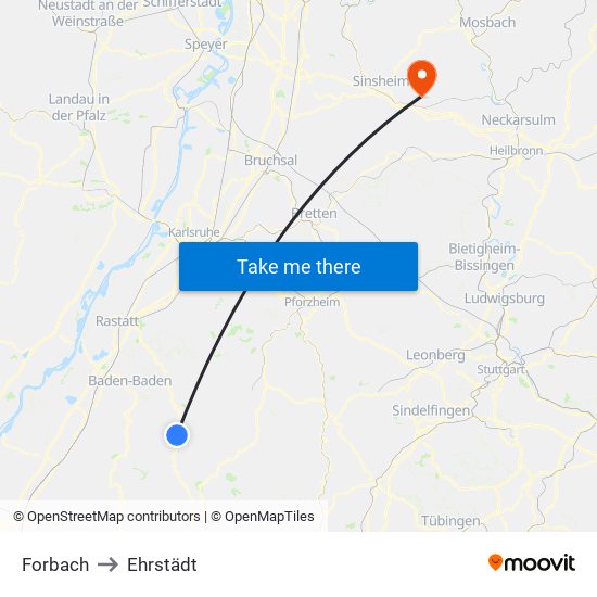 Forbach to Ehrstädt map