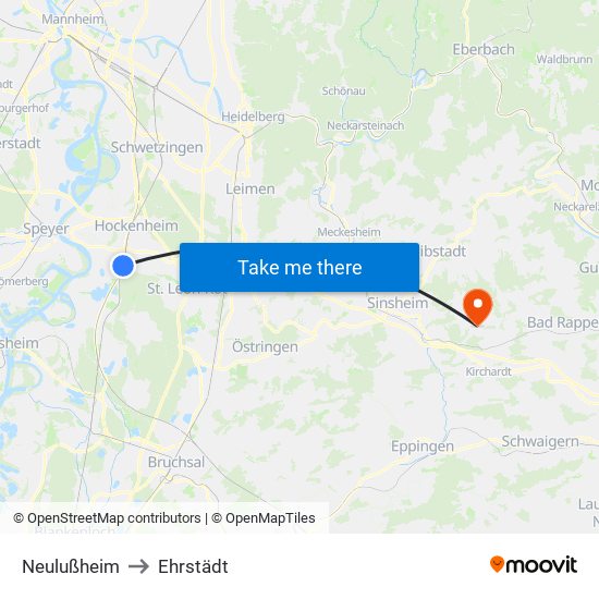 Neulußheim to Ehrstädt map