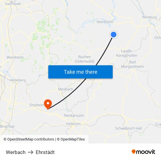 Werbach to Ehrstädt map