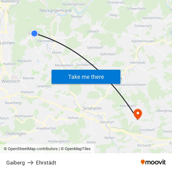 Gaiberg to Ehrstädt map