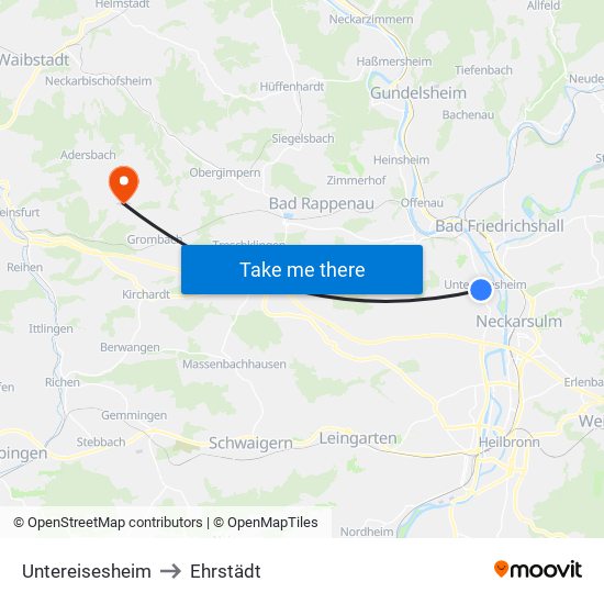 Untereisesheim to Ehrstädt map