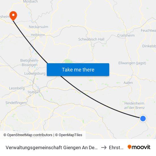 Verwaltungsgemeinschaft Giengen An Der Brenz to Ehrstädt map