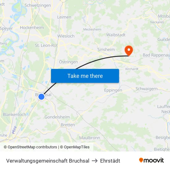 Verwaltungsgemeinschaft Bruchsal to Ehrstädt map