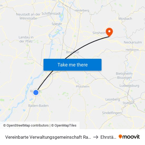Vereinbarte Verwaltungsgemeinschaft Rastatt to Ehrstädt map