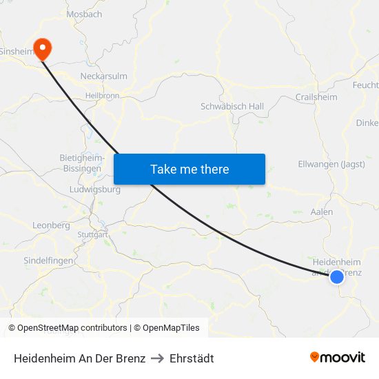 Heidenheim An Der Brenz to Ehrstädt map