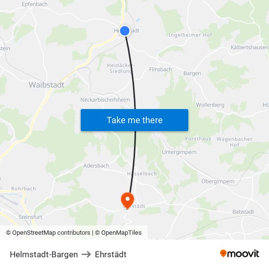 Helmstadt-Bargen to Ehrstädt map