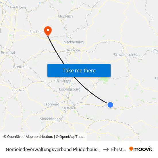 Gemeindeverwaltungsverband Plüderhausen-Urbach to Ehrstädt map