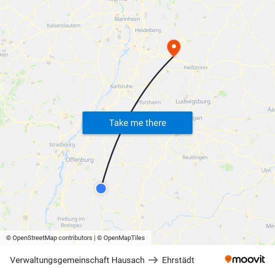 Verwaltungsgemeinschaft Hausach to Ehrstädt map