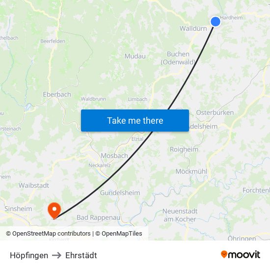 Höpfingen to Ehrstädt map