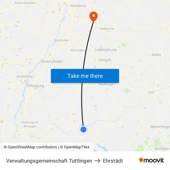 Verwaltungsgemeinschaft Tuttlingen to Ehrstädt map