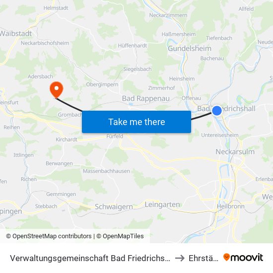 Verwaltungsgemeinschaft Bad Friedrichshall to Ehrstädt map